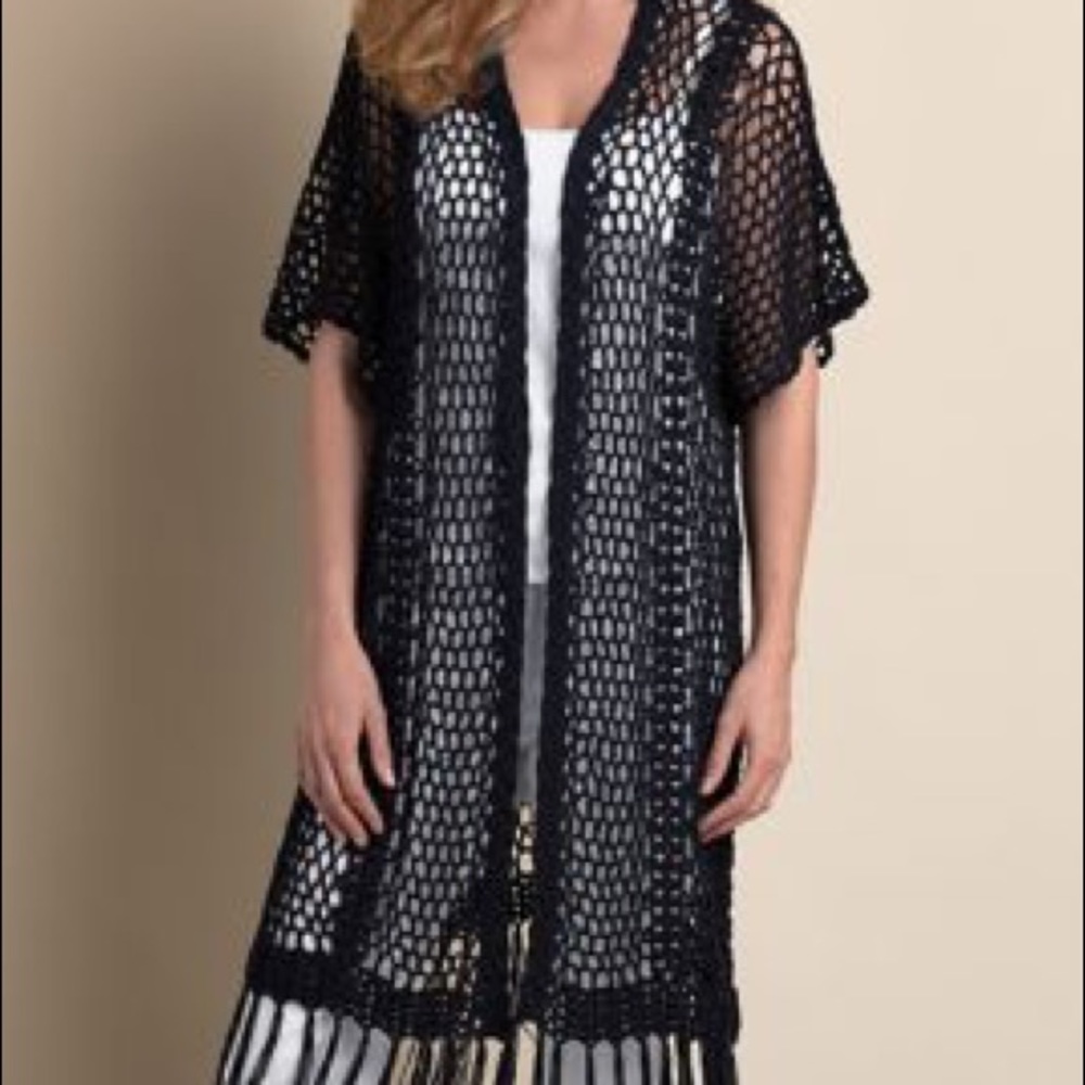 Soft Surroundings Crochet Long Cardigan